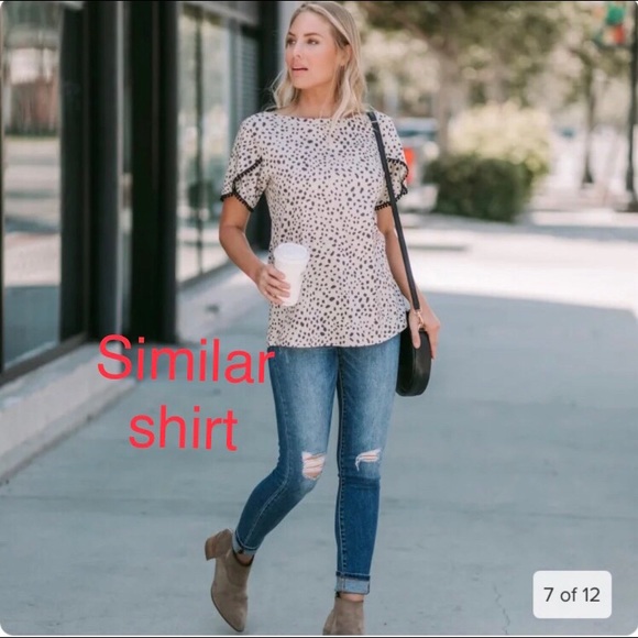 ruffle shirt polka dot shirt XL NWT Reb in J. White black exaggerated ruffle top - Picture 5 of 16